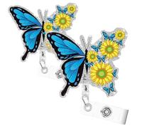 2 pezzi badge bobina farfalla e porta badge di girasole per clip retrattile infermiera simpatica con cavo retrattile clip da