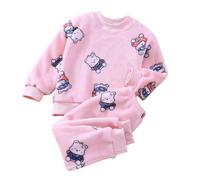 2 Pezzi Bambino Ragazzi Ragazze Pigiama in Pile Invernale Set Caldo Flanella Pigiameria Set Top Pantaloni Abiti Morbidi e Comodi Pigiami Soffici Vestiti Regali per Bimbi 2 Anni
