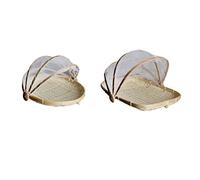 2 pezzi bambù tenda cestino servire cibo all'aperto picnic pop up rete copertura