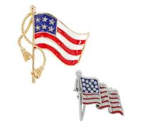 2 Pezzi Bandiera Americana Bandiera, Tendenza della personalità, creatività Classica, Corsage di Strass in Metallo, Universale per Uomini E Donne, Accessori per Abbigliamento per Feste.