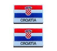 2 Pezzi Bandiera Croazia Croati Emblema Nazionale Gancio e Anello Ricamato Emblema Toppa per Squadra Lavoro Maglia Zaino Cappelli Gilet di Cane Tattico Militare Toppa Collezione