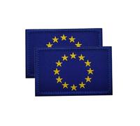 2 pezzi bandiera dell'Unione europea europea Europa distintivo ricamato con gancio e anello militare, bandiera ricamata, 8 x 5 cm, per abbigliamento uniforme, tattico, zaino