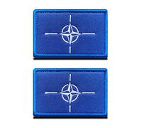 2 Pezzi Bandiera NATO Alleanza Gancio e anello Ricamato Emblema Toppa per Squadra Lavoro Maglia Zaino Cappelli Vestiti Giubbotto Uniforma Cani Vestiti Tattico Militare