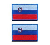 2 Pezzi Bandiera Slovenia Sloveni Slavi Emblema Nazionale Gancio e Anello Ricamato Emblema Toppa per Squadra Lavoro Maglia Zaino Cappelli Gilet di Cane Tattico Militare Toppa Collezione