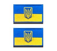 2 Pezzi Bandiera Ucraina Ucraino Esercito Tridente Emblema Nazionale Gancio e Anello Ricamato Emblema Toppa per Squadra Lavoro Maglia Zaino Cappelli Gilet di Cane Tattico Militare