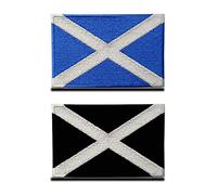 2 Pezzi Bandiera UK Scozia Emblema Nazionale Gancio e Anello Ricamato Emblema Toppa per Squadra Lavoro Maglia Zaino Cappelli Gilet di Cane Tattico Militare