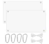 2 pezzi bandiere bianche dipinti, striscione personalizzato, banner personalizzato, transparent, 120 x 60 cm, con 4 moschettoni e corda da 12 m, per fai da te, feste, festival