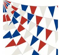 2 pezzi Bandierine a triangolo appese rosso, blu e bianco - Bandiere a stringa mini, bandiere rosse bianche e blu, adatte per il Giorno dell'Indipendenza, il Giorno dei Caduti, il Giorno dei Veterani,