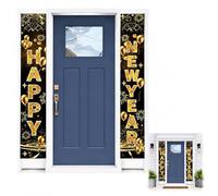 2 pezzi Banner Capodanno per Porta, Decorazioni Capodanno 2027, Deco di Capodanno Oro Nero Banner 30x180 cm Buon Capodanno 2027 Door per ingresso Finestra Festa Festa