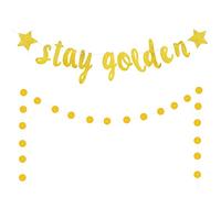 2 Pezzi Banner di Stay Golden Glitter Fortunato Banner di Compleanno d’Oro Banner di Circle DOT per Compleanno Baby Shower Festa Decorazione Forniture