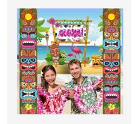 2 pezzi Banner Hawaiian Photo Props Selfie Scene per Beach Summer Pool