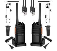 2 Pezzi Baofeng BF-888S Plus Walkie Talkie UHF PMR446 MHz 16CH Ricetrasmettitore a Lungo Raggio con Caricatore USB per Comunicazioni all'Aperto