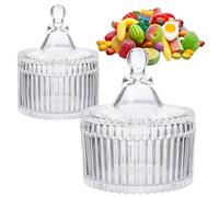 2 Pezzi Barattolo Caramelle con Coperchio, Barattoli Vetro Trasparente Barattoli di Conservazione per il Buffet di Caramelle Della Tavola dei Dolci Della Festa di Nozze (100ml+300ml)
