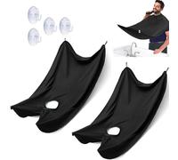 2 Pezzi Barba Grembiule Mantella da Barba Impermeabile con 4 Ventose Trasparenti Cattura Barba e Capelli per La Toelettatura (Nero)
