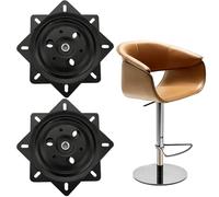 2 Pezzi Base Girevole per Sedile Cuscinetti Girevoli Quadrati Piastra Girevole con Cuscinetto Rotazione a 360° per Sedie da Bar, Librerie Rotanti, ecc (Nero)