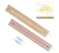 2 Pezzi Base Led per Plexiglass, Base Led Legno con Usb, Colore Caldo Rettangolare Legno Illuminato Base Stand, Base per Display con Luci a Led, Decorativa per Fai Da Te in Vetro, Resina Acrilica (02)
