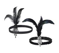 2 Pezzi Bassel Nero Feather Capband, Ele Hairband, Accessori Per Acconciature Da Donna, Accessori Per Capelli Retrò, Accessori Per Costumi Di Cosplay.