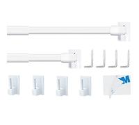 2 Pezzi Bastoni per Tende a Vetro Aste Tende per Finestre Senza Forare Bacchette Tende Estensibili per Negozi, Armadi, Finestre, Cucine, Progetti Fai Da Te(80-140cm, Bianco)