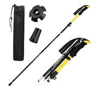 2 Pezzi Bastoni Trekking, Bastoncini Trekking Pieghevoli, Racchette Walking con Manico in Eva e Borsa, Alluminio per Montagna Escursioni e Sci, 113-138cm (Giallo)