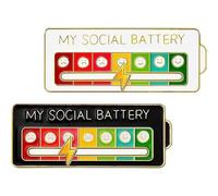 2 pezzi batteria sociale Pin,Slider Social Battery Badge,My Social Batterie Pin Pin Slider Social Batterie Pin Social Batterie Pin Social Battery Pin Divertente Emotiva Smalto per 7 Giorni Settimana