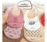 2 pezzi Bavaglini in silicone personalizzati con nome e motivo, stile natalizio, impermeabili, regolabili, per l'alimentazione e l'addestramento, accessori per la pappa per bambini, regali di Natale p