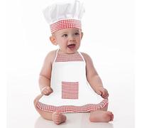 2 pezzi bel vestito da cuoco per bambini, costume da cucina, cappello/grembiule per bambini dai 6 ai 24 mesi, costume rosso e bianco, abbigliamento da cucina per ragazzi come foto ricordo