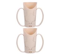 2 Pezzi Bicchiere per Disfagia con Due Manici, Beccuccio Obliquo Beige | Plastica, Apertura Inclinata e Bordo Tagliato, per Anziani e Assistenza Clinica, Controllo della Bevuta