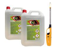 Bio Sprint BIOETANOLO COMBUSTIBILE LIQUIDO STUFA, CAMINETTO 2X5Lt + ACCENDINO