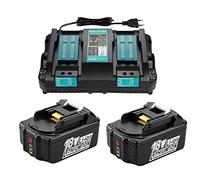 2 pezzi BL1850B 18 V 5,0 Ah con caricatore DC18RD Dual Port Caricatore rapido 14,4 V ~ 18 V compatibile con Makita 18.0 V BL1860 BL1830 DMR108 DMR110 DUH523Z DUC353Z DTD152Z