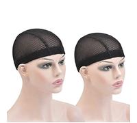2 pezzi Black Spandex Mesh Dome Parrucca Copricapo Elastico all'uncinetto per la produzione Parrucca (Nero L)
