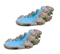 2 pezzi blu fai da te in miniatura mini piscina d'acqua giardino fatato prato ornamento per montagna casa delle bambole decorazione artigianato statue all'aperto antico villaggio europeo carattere e