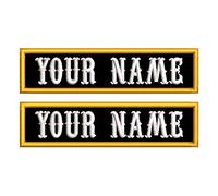 2 pezzi blu scuro mare 10,2 cm di larghezza, 2,5 cm di altezza personalizzato nome Patch, gilet Biker Rocker moto Patch, giacca, vestiti, borse(colore : arancione su nero)