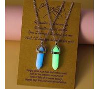 2 Pezzi Blu Verde Collane Che Si Illuminano Al Buio Pietra Naturale Collana Con Ciondolo In Cristallo Di Quarzo Esagonale Magnetico A Distanza Del Cuore Girocollo Gioielli Luminosi Per Donna Uomo Reg