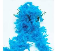 2 pezzi boa di piume, tinta unita, lunghezza circa 2 m, striscia di piume, soffice ghirlanda di piume, accessorio per Charleston anni '20, carnevale, festa a tema, blu mare