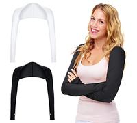2 Pezzi Bolero di Protezione UV Protezione Solare da Donna Sciarpa Scaldamuscoli Sciarpa di Raffreddamento di Seta di Ghiaccio Polsini con Fori per le Dita Guanti Senza Dita Maniche