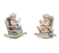 2 Pezzi Bomboniera Comunione Cresima Bambina su Dondolo in Porcellana cm.10