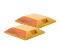 2 Pezzi Borchie Stradali Riflettenti in Plastica Gialla | Segnalatori per Banchina e Aree di Sosta, Alta Visibilità Notturna, Guida Veicoli e Pedoni