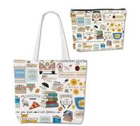 2 pezzi borsa cosmetica da donna e sacchetto di stoffa stampato, borsa cosmetica da viaggio, borsa per la spesa con manici lunghi, per i fan dei programmi popolari