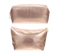 2 Pezzi Borsa Cosmetica da Viaggio Oro in Pu, Comoda e Portatile | Spazio Razionale, Stile Semplice e Moderno, Adatta per Outdoor e Spostamenti