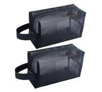 2 Pezzi Borsa Cosmetica in Mesh Nera Cerniera | Trasparenza per Vedere Subito il Contenuto, Chiusura a Zip, per Palestra, Bagno e Viaggio