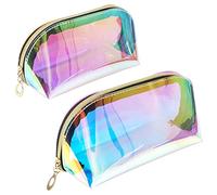 2 Pezzi Borsa Cosmetica Laser,Beauty Case Trasparente Laser,Trasparente Colorato Borsa Cosmetica,Per Beauty Case Da Viaggio, Trousse Portatile, Astuccio Trasparente (Grande + Piccolo)