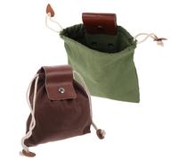 2 Pezzi Borsa per Foraggiamento da Cintura in Tela Cerata Marrone | Ampio Interno con Apertura Larga, Chiusura a Cordino Rinforzata, Pieghevole e Compatta, per Frutti e Ghiande