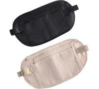2 pezzi borsa per la cintura di denaro nascosta da viaggio, borsa impermeabile antifurto - sicura, comoda, cintura elastica regolabile nascosta per donne uomini corsa cane, nero, cachi, Eleganza