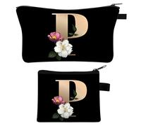 2 Pezzi Borsa per Trucco Personalizzata, Regali per Amiche e Madri, Borsa per Cosmetici Personalizzata per Donne dalla A alla Z, Borsa per Cosmetici per Sposa e Dama di Compagnia, Trousse per il