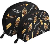 2 pezzi borse cosmetiche sassofono trombone amante musica borsa da viaggio borsa da toilette borsetta da donna
