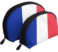2 pezzi borse per cosmetici bandiera della Francia blu bianco rosso borsa per il trucco da viaggio borsa da toilette da donna