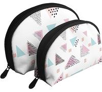 2 pezzi borse per cosmetici borsa da trucco da viaggio con triangolo geometrico punto rosa borsa da toilette da donna