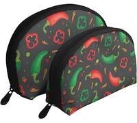 2 pezzi borse per cosmetici borsa da viaggio per trucco da viaggio con peperoni vegani peperoncino rosso verde borsa da toilette da donna