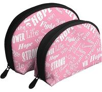 2 pezzi borse per cosmetici borsa per il trucco da viaggio per la consapevolezza del cancro al seno borsa da toilette per donna