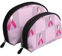 2 pezzi borse per cosmetici cancro al seno nastro rosa borsa per il trucco da viaggio borsa da toilette da donna